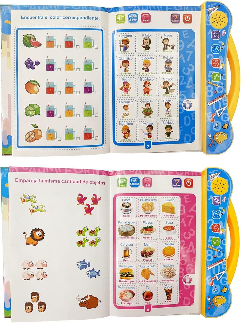 MINMEER Spanish-English Learning Toys for Kids, Learn Basic Spanish Vocabulary, Alphabet, Numbers, Colors, Bilingual Toys for Toddlers - Image 5